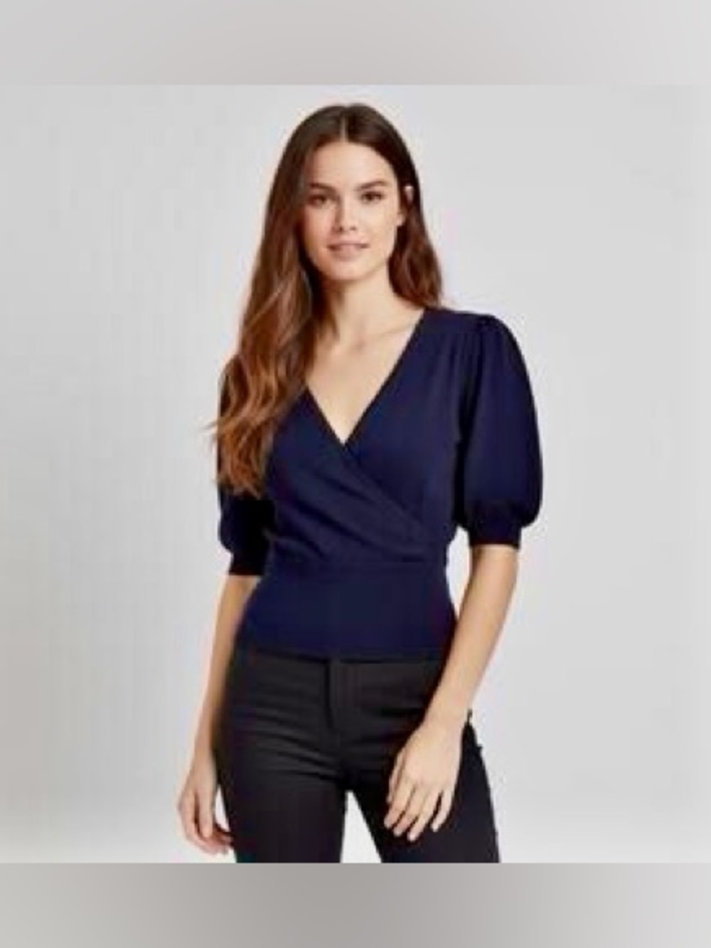 French Connection Knit Faux Wrap Top XL